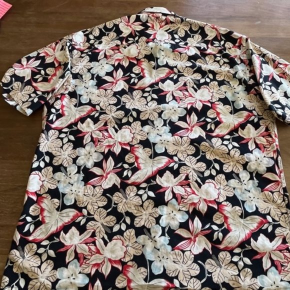 Vintage Campia Moda Mens Hawaiian Floral Shirt S/S Size XLarge Black Tan Cotton - Picture 6 of 7